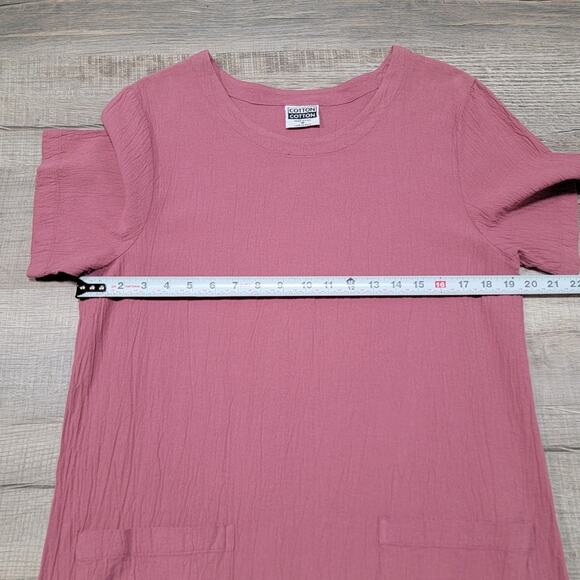 Cotton by Hari Casuals Crinkle Art Maxi Dress Mauve Pink Pockets Boho Milkmaid - Picture 6 of 6